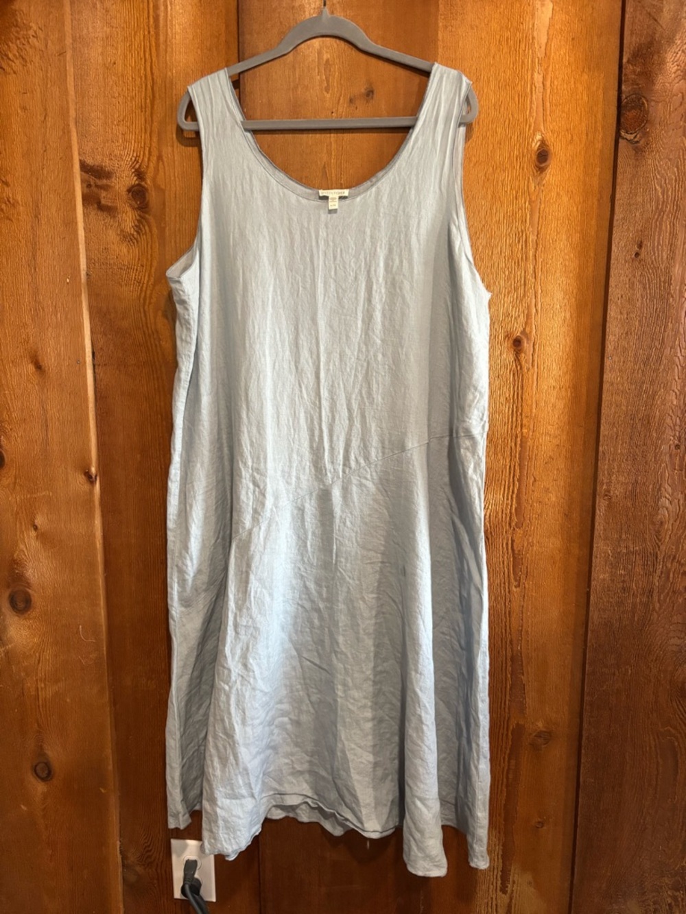 Eileen Fisher 100% Organic Linen Light Blue Sleeveless Tank Midi Dress XL